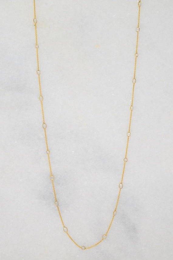 Crystalline Crystal Quartz Gold Bar Necklace